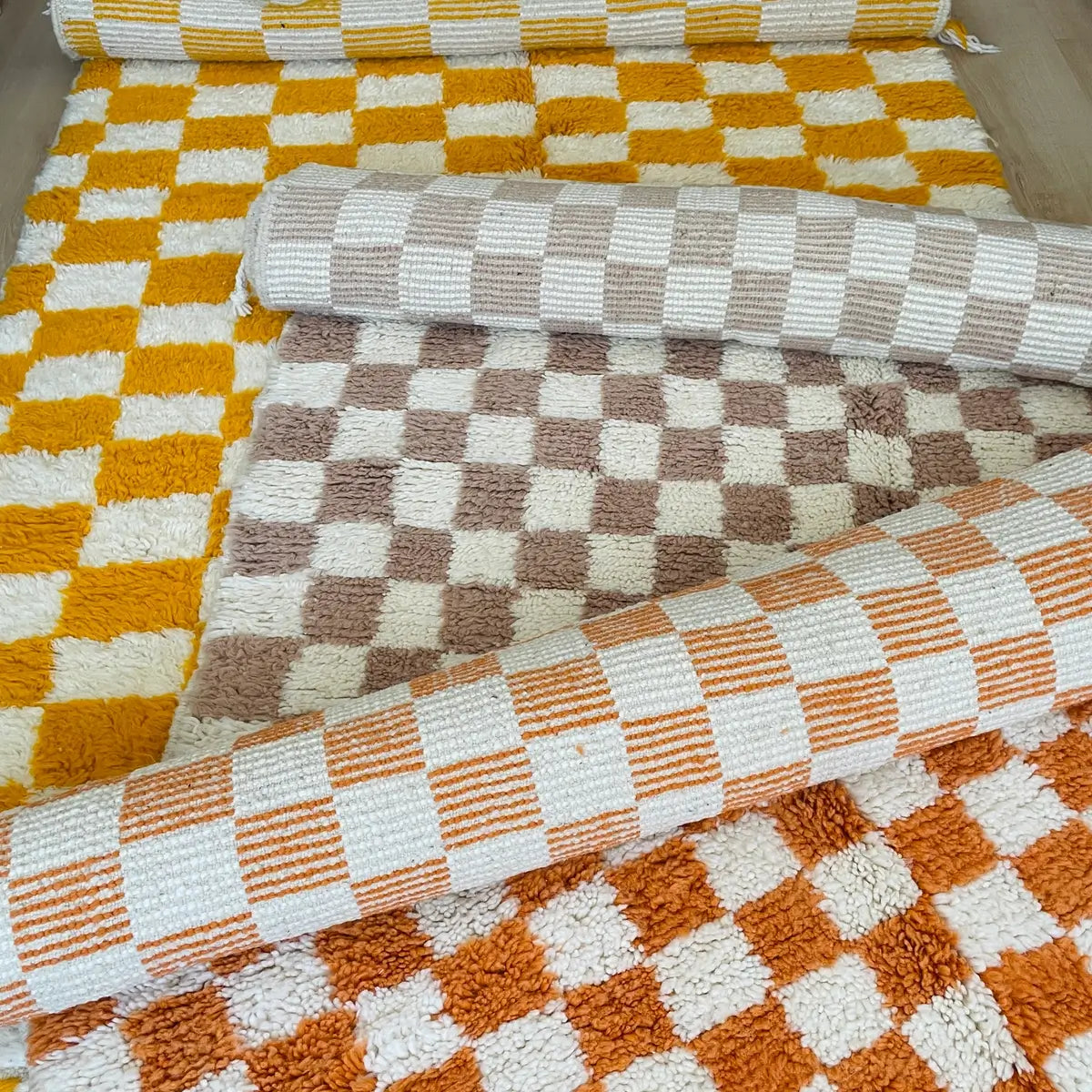 covoare in carouri, model modern, realizate manual in Maroc din lana organica Beni Ourain, 12