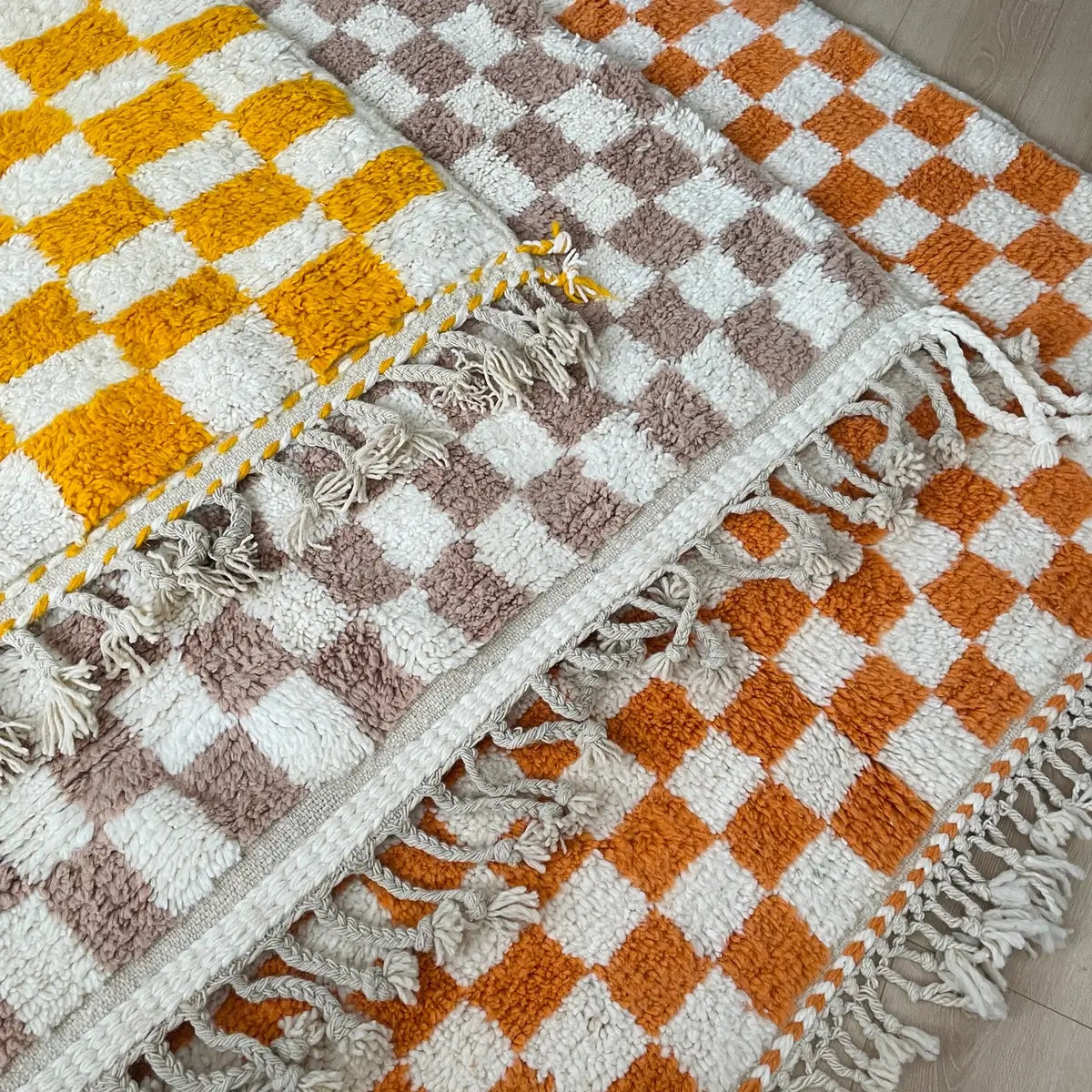 covoare in carouri, model modern, realizate manual in Maroc din lana organica Beni Ourain, 3