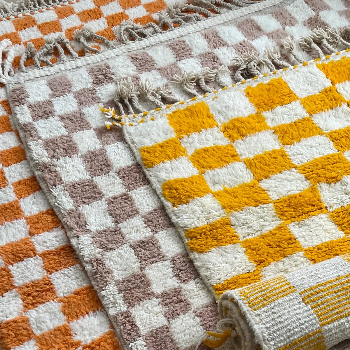 covoare in carouri, model modern, realizate manual in Maroc din lana organica Beni Ourain, 4