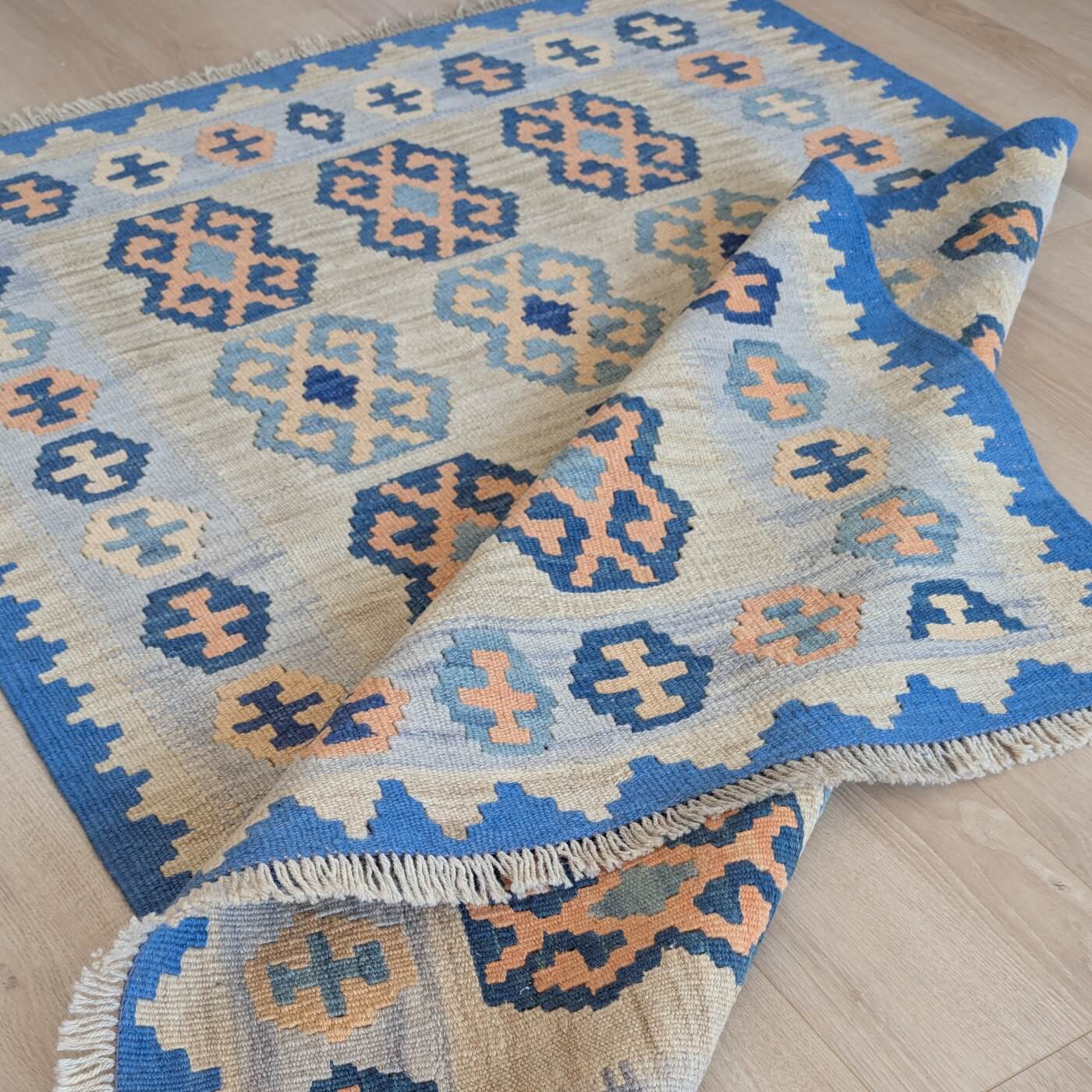 Covor Traditional din Lana - Kilim Gashghai - culori predominante albastru
