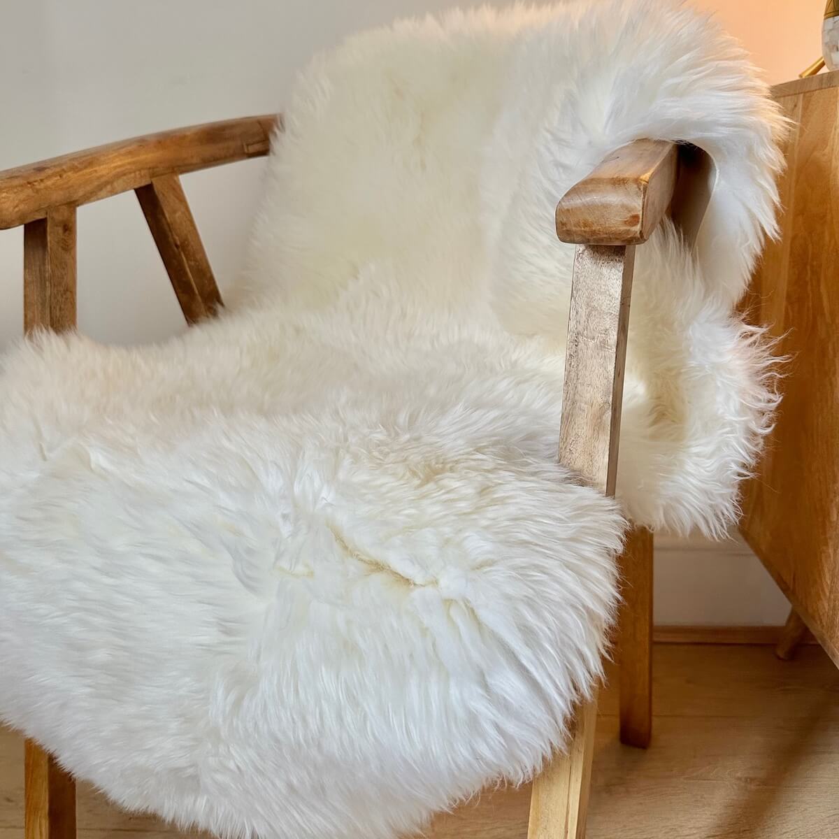 Covor din blană naturală de oaie, Alb - dens
