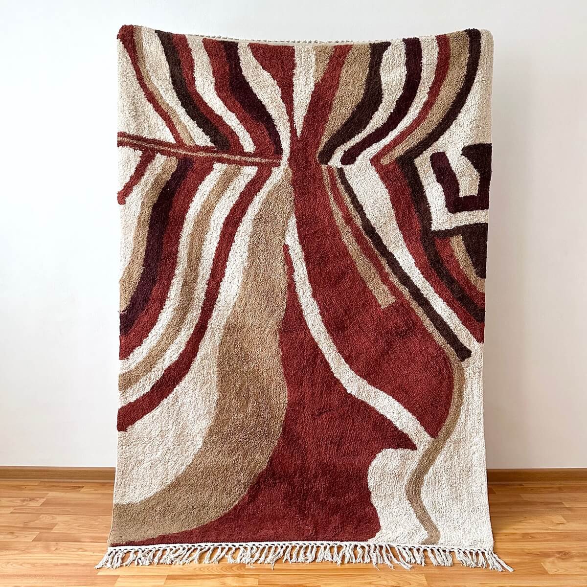 covor colorat in nuante pamantii cu dungi din bumbac plusat, mango+bloom