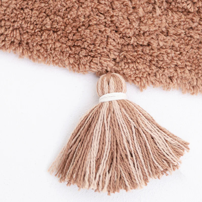 covor plusat din bumbac pentru camera copii sau bebelusi, Boho model cu ciucuri