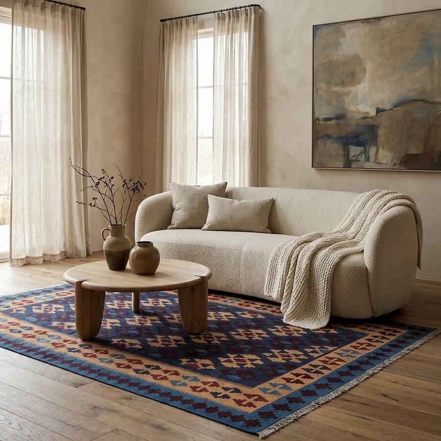 Covor din lână tradițional Kilim Gashghai țesut plat decor living