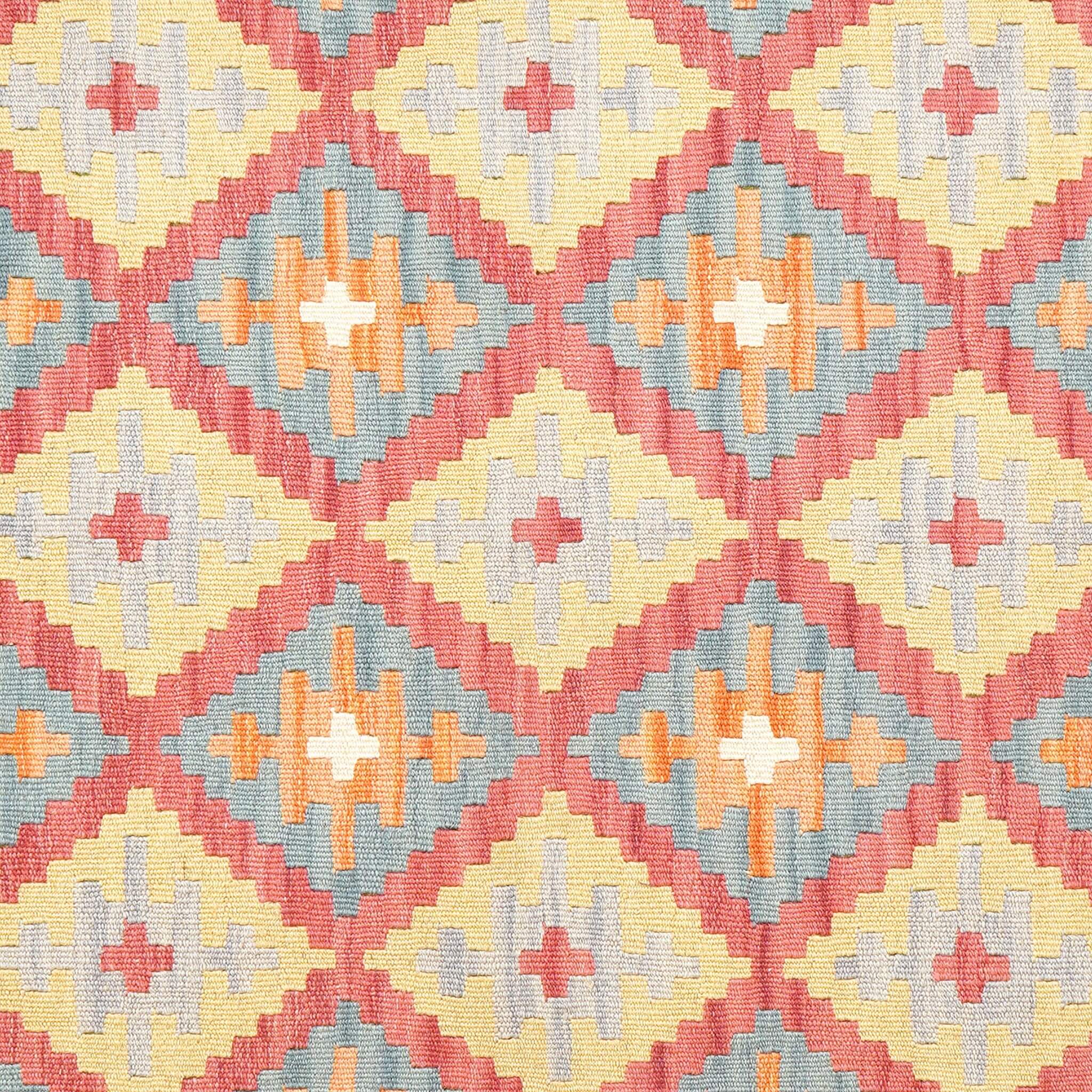 Covor din lână multicolor cu detaliu pe motive geometrice Kilim Gashghai (242cm x 171cm)