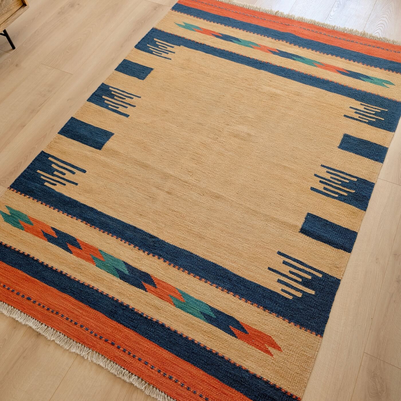 Covor din Lână Țesut Manual - Kilim Gashghai (179cm x 127cm) - model modern contemporan - multicolor - subțire, reversibil, țesătură plată - pe podea