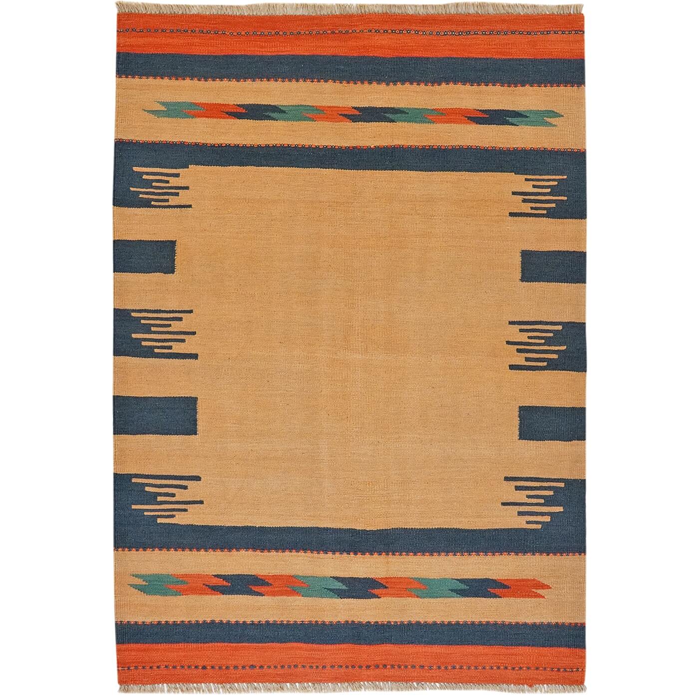 Covor din Lână Țesut Manual - Kilim Gashghai (179cm x 127cm) - model modern contemporan - multicolor