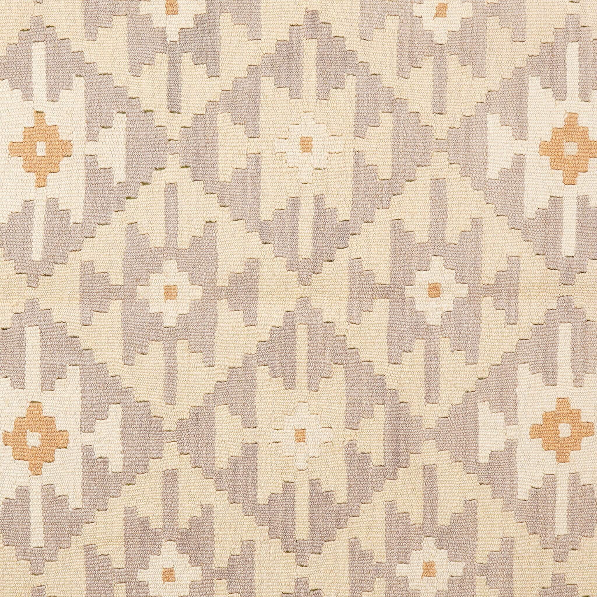 Covor din lână țesut manual cu forme geometrice in nuante de gri si bej Kilim Gashghai (228cm x 171cm)