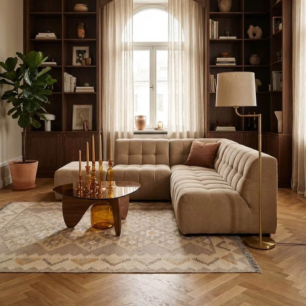 Covor din lână cu tesatura plata in nuante de gri si bej Kilim Gashghai (228cm x 171cm)