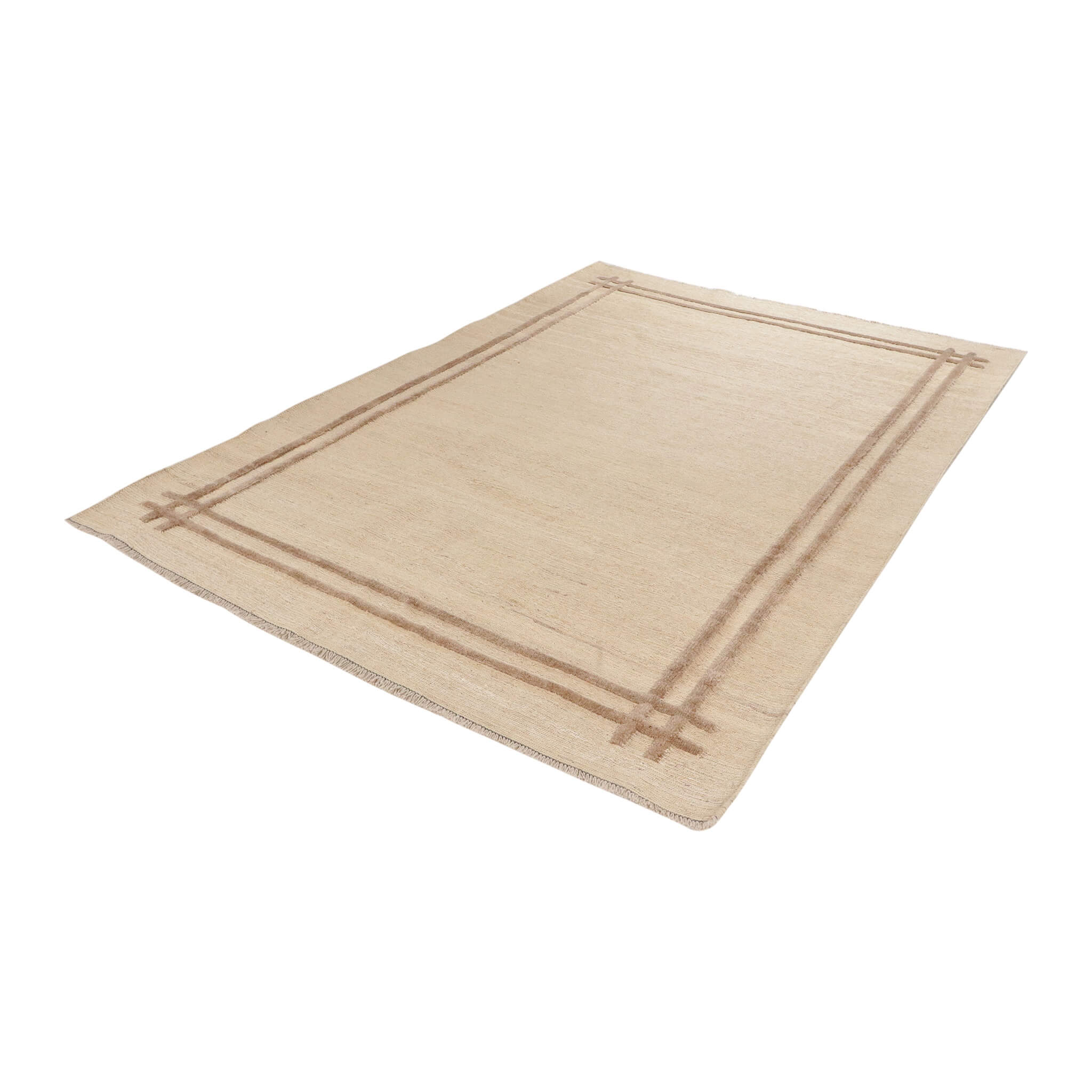 Covor din lână țesut plat bej cu linii maro Kilim Gashghai (242cm x 171cm)