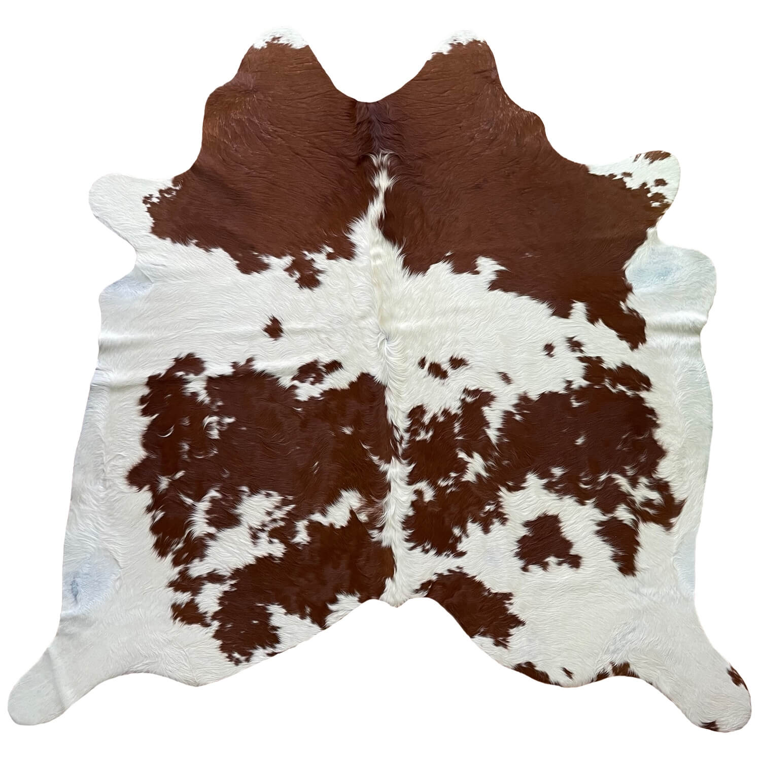 covor din piele de vaca naturala alb cu pete maro, mango+bloom