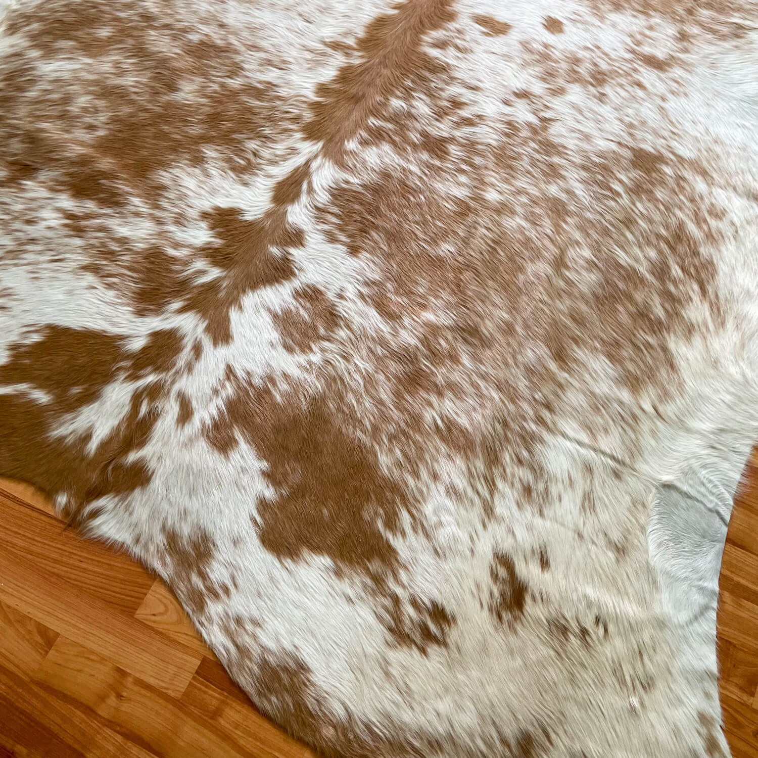 Covor din Piele de Vaca - Maro Deschis & Alb (230cm x 200cm)