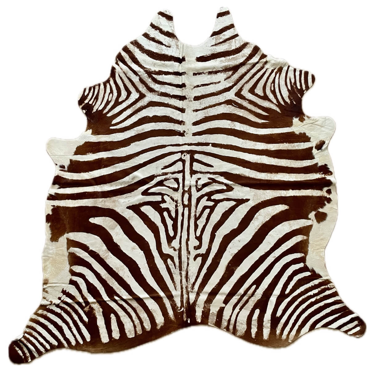 Covor din Piele de Vaca - Imprimeu Zebra cu efect Vintage - culori maro si crem