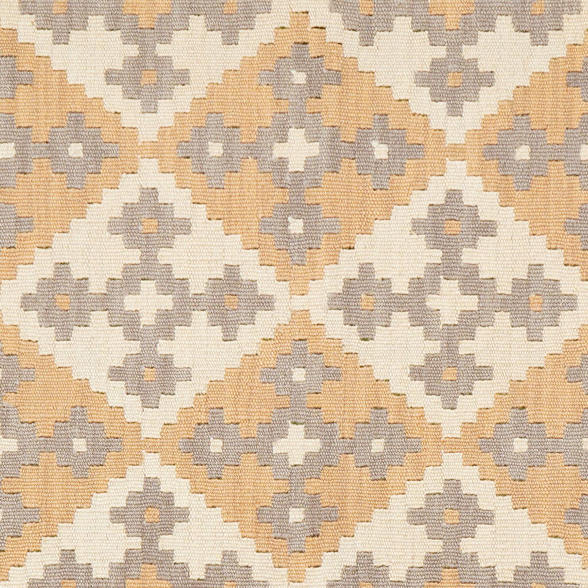 Covor traversa din lana tesut manual Kilim Gashghai (198cm x 85cm) in nuante de bej si gri cu motive traditionale din sudul Iranului
