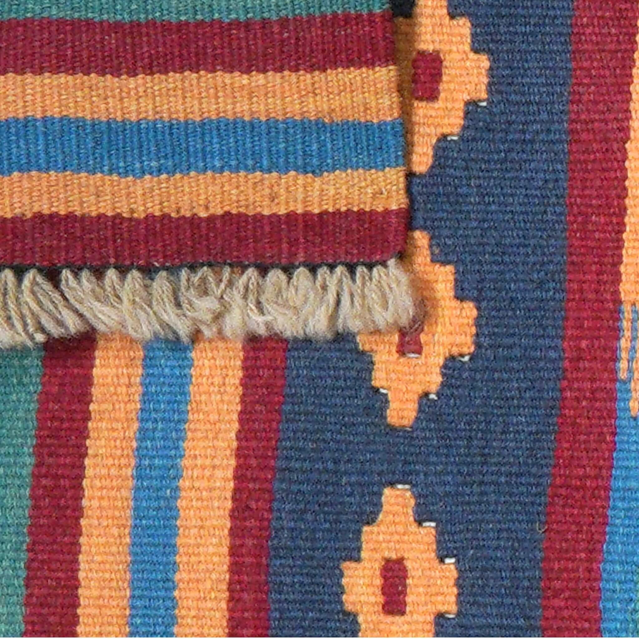 Covor traversa reversibil din lana tesut manual in stil traditional Kilim Gashghai (201cm x 62cm) multicolor