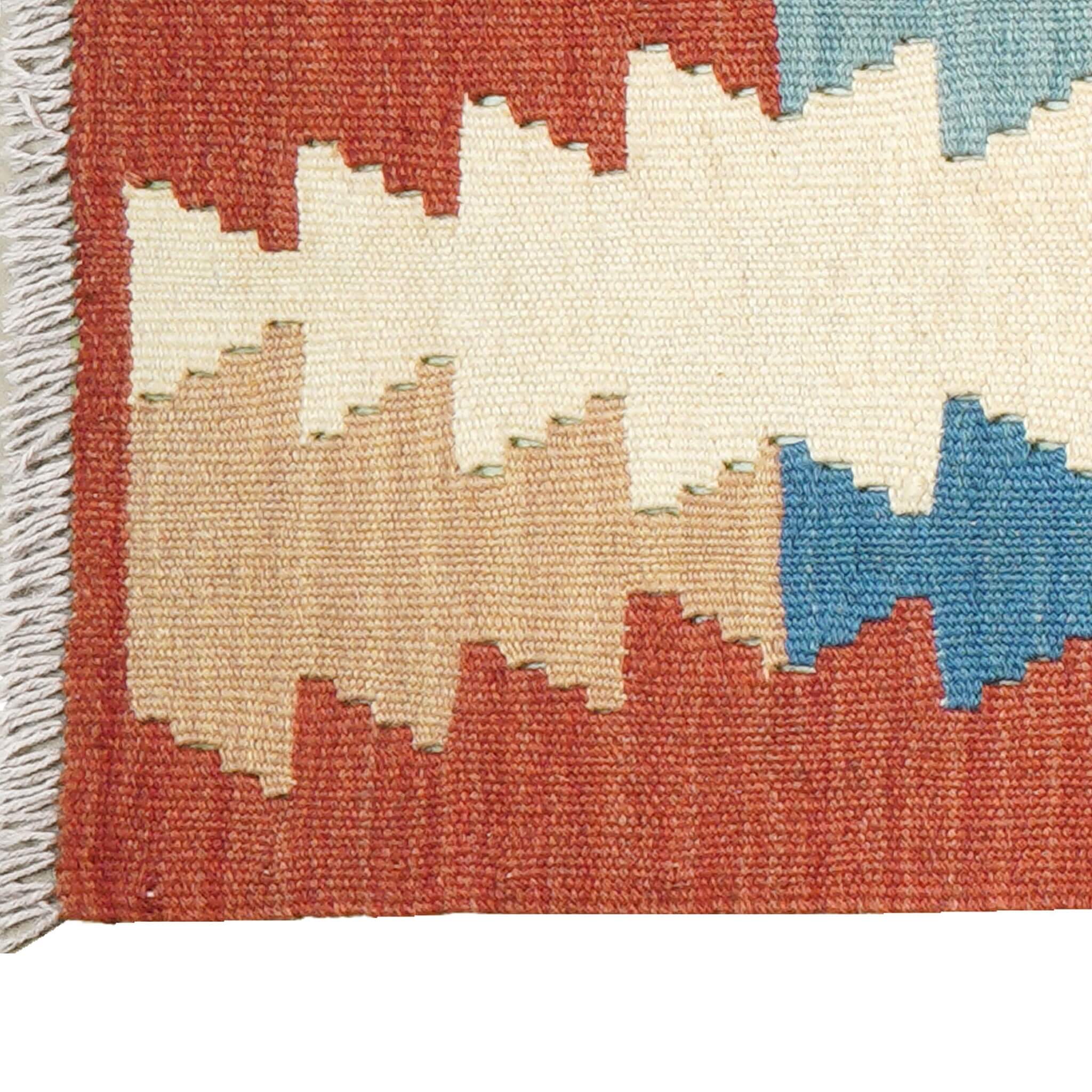 Covor traversă din lână tesut manual Kilim Gashghai (247cm x 61cm) cu ciucuri mici