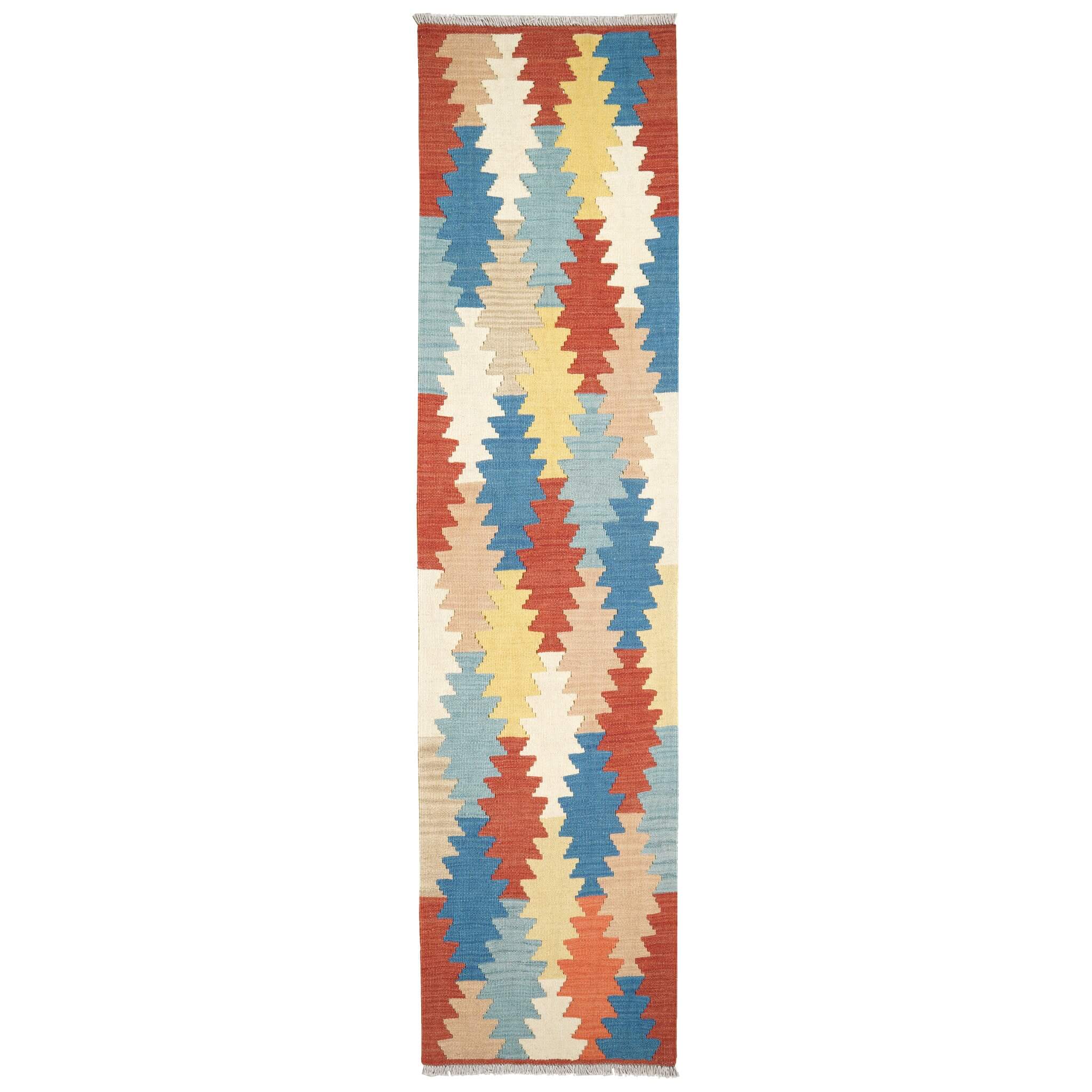 Covor traversă din lână tesut manual Kilim Gashghai multicolor (247cm x 61cm)