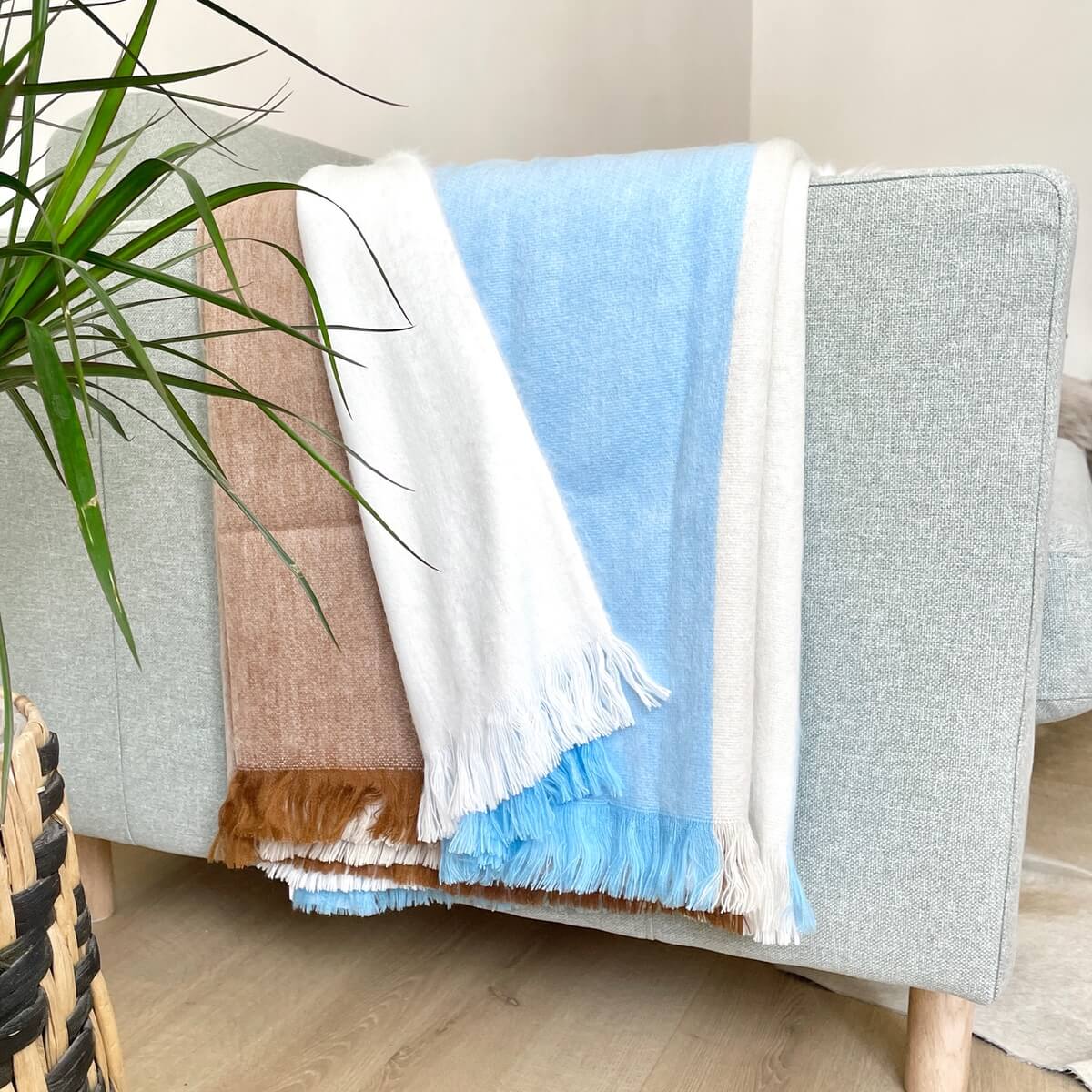 Patura in dungi din lana de alpaca, Bleu Maro, side