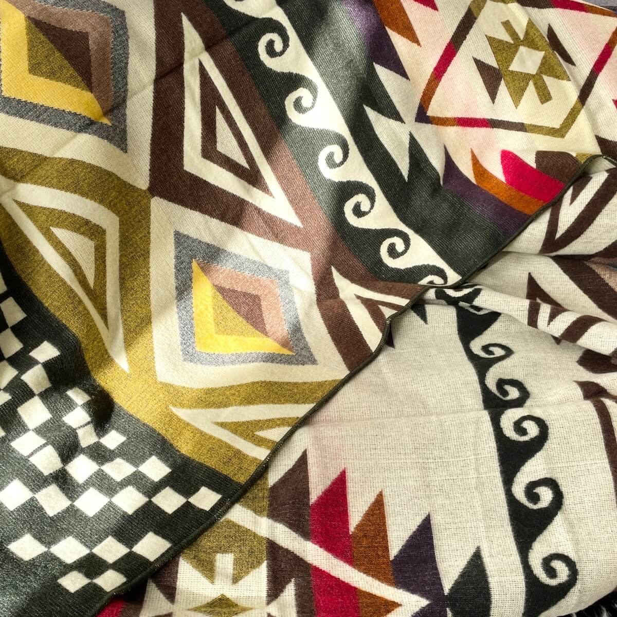 patura reversibila din lana de alpaca cayambe verde inchis, zoom