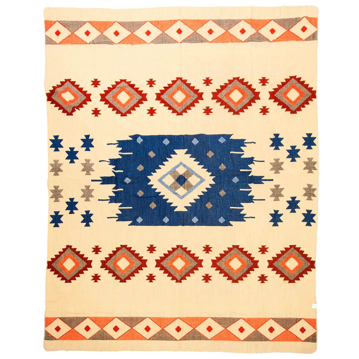 patura reversibila din lana alpaca quilotoa albastru pe verso, mango+bloom