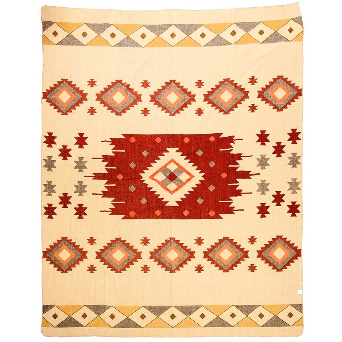 patura mare reversibila din lana de alpaca quilotoa, doua fete partea crem