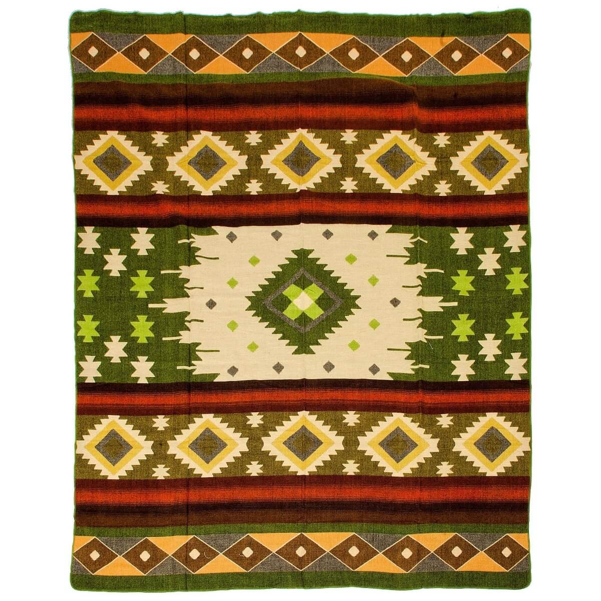 patura reversibila din lana alpaca quilotoa nuante de verde, mango+bloom