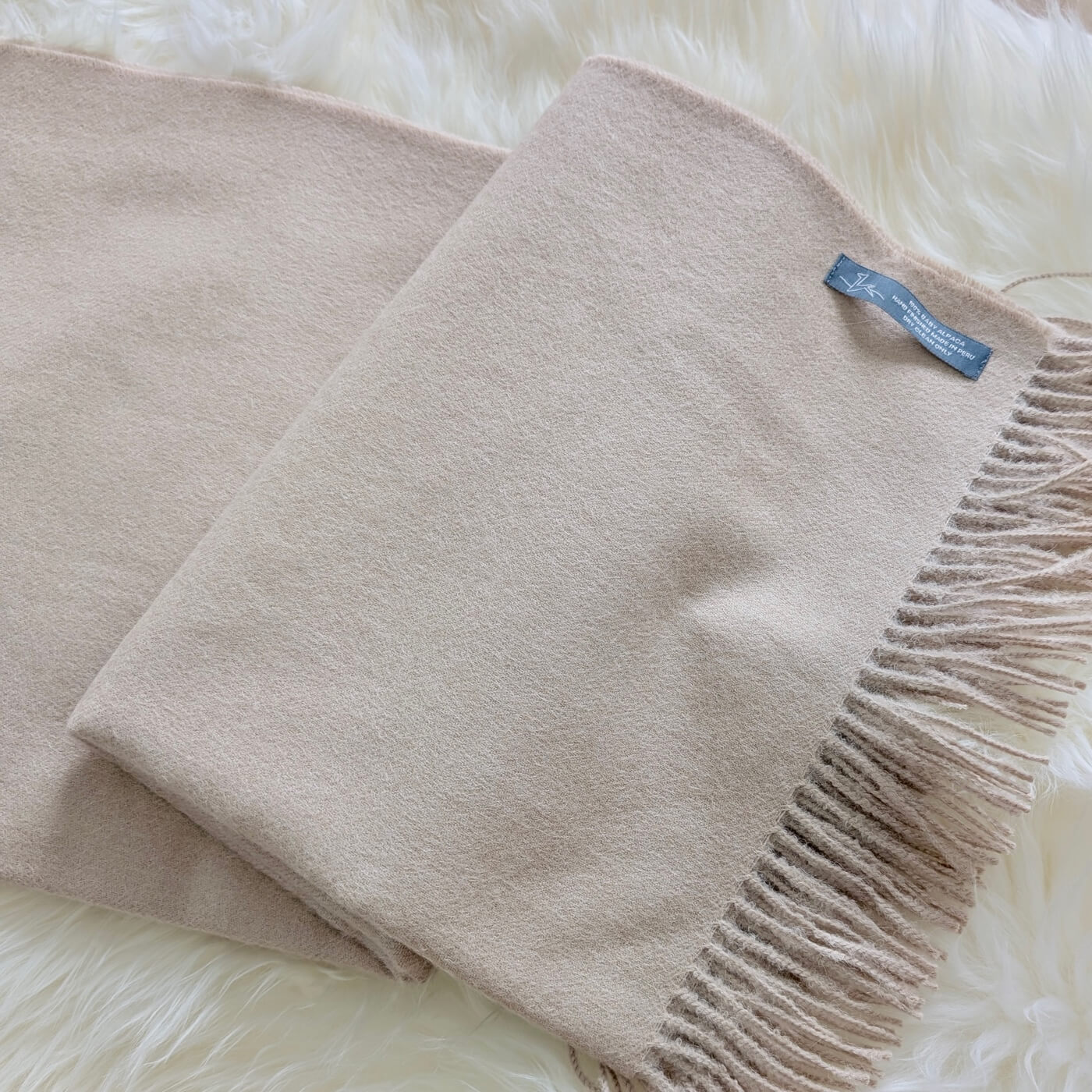 Pătură din lână 100% baby alpaca Supreme, Bej - 2