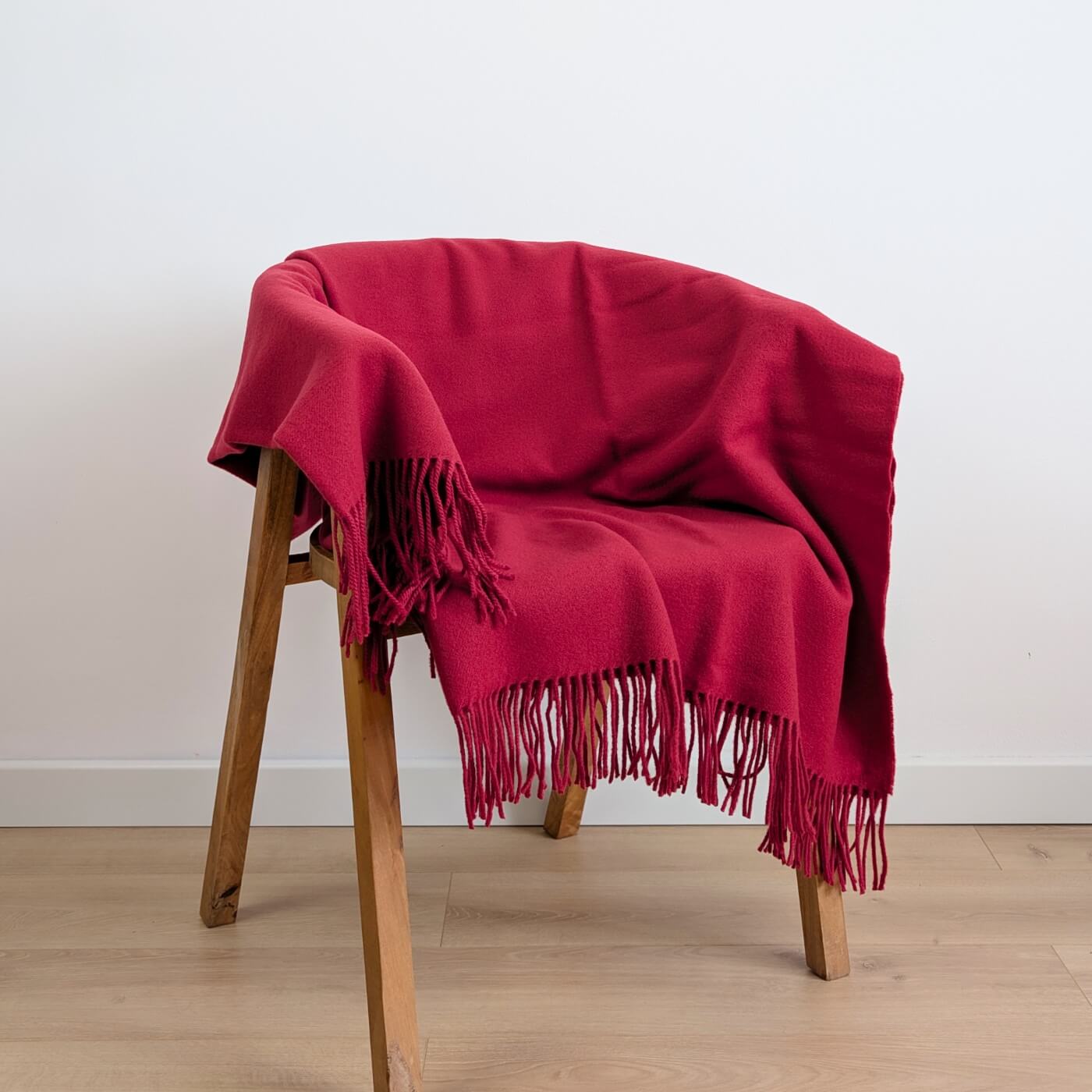 Pătură din lână pură cu franjuri Rio, Bordo