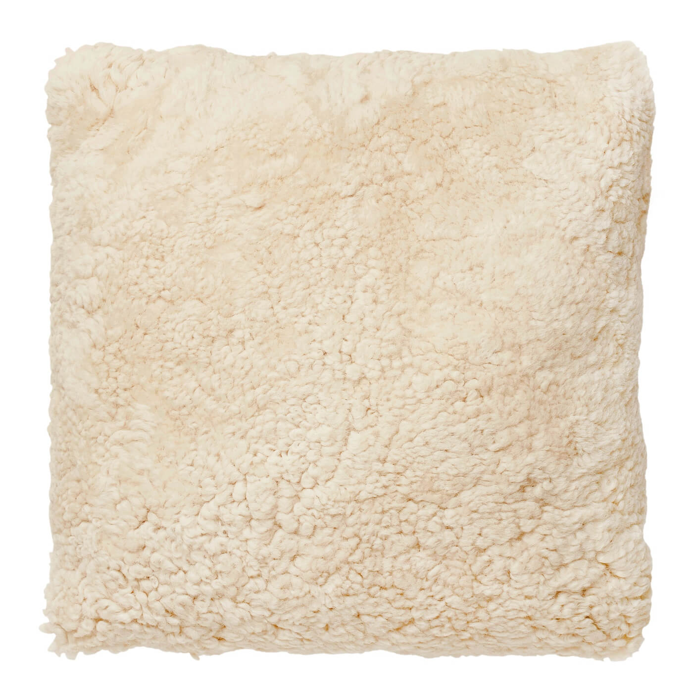 Perna Decorativa Pătrată 45x45 cm - din Blana de Oaie Australiana Scurta Creata, Bej Moonlight