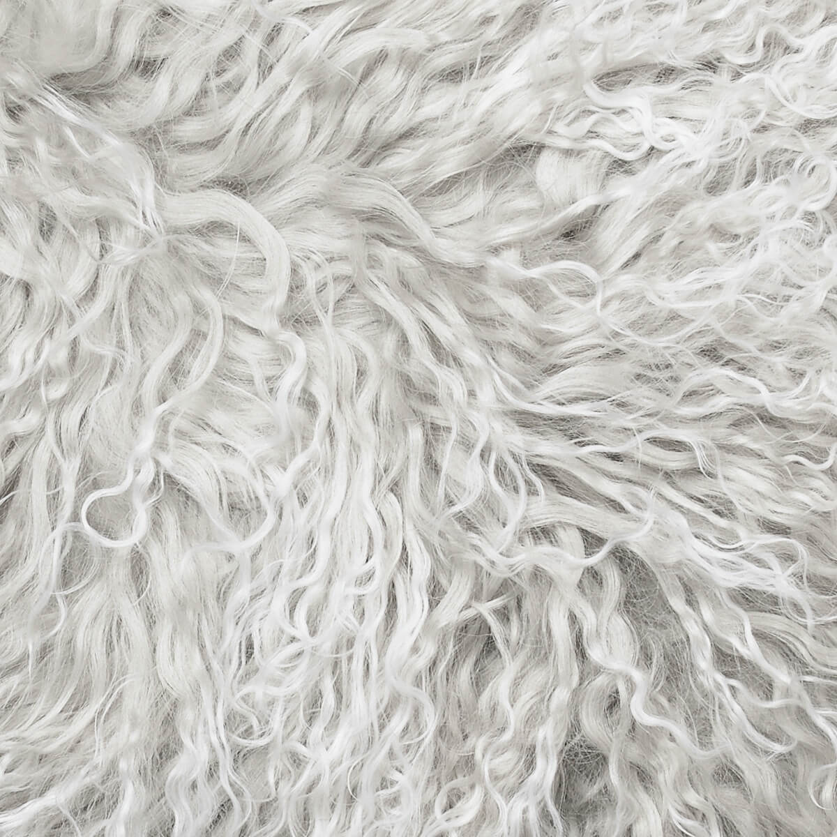 Perna decorativa din blana de oaie tibetana cu fir lung incretit si varfuri deschise inzapezite, gri deschis inzapezit, zoom