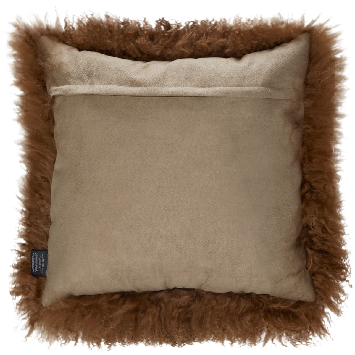 Perna decorativa din blana de oaie tibetana cu fir lung incretit culoare maro coniac, spate