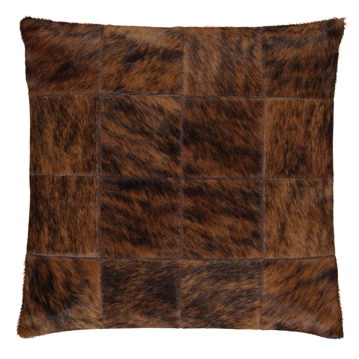 Perna Decorativa Patrata din Piele Naturala de Vaca 40x40, maro exotic
