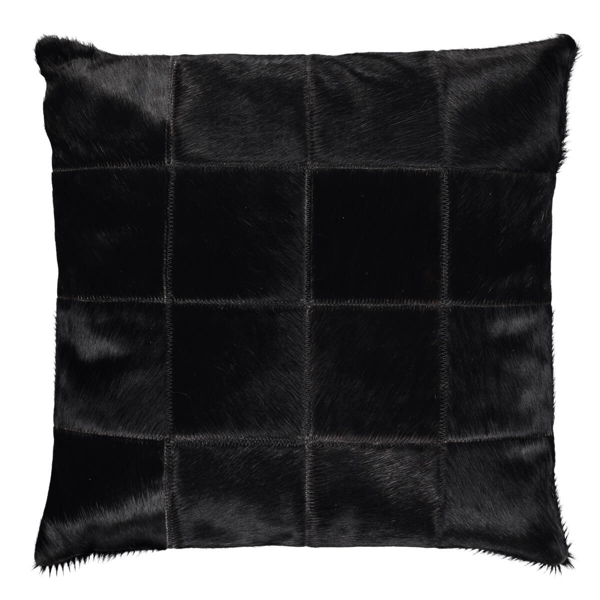 Perna Decorativa Patrata din Piele Naturala de Vaca 40x40, negru