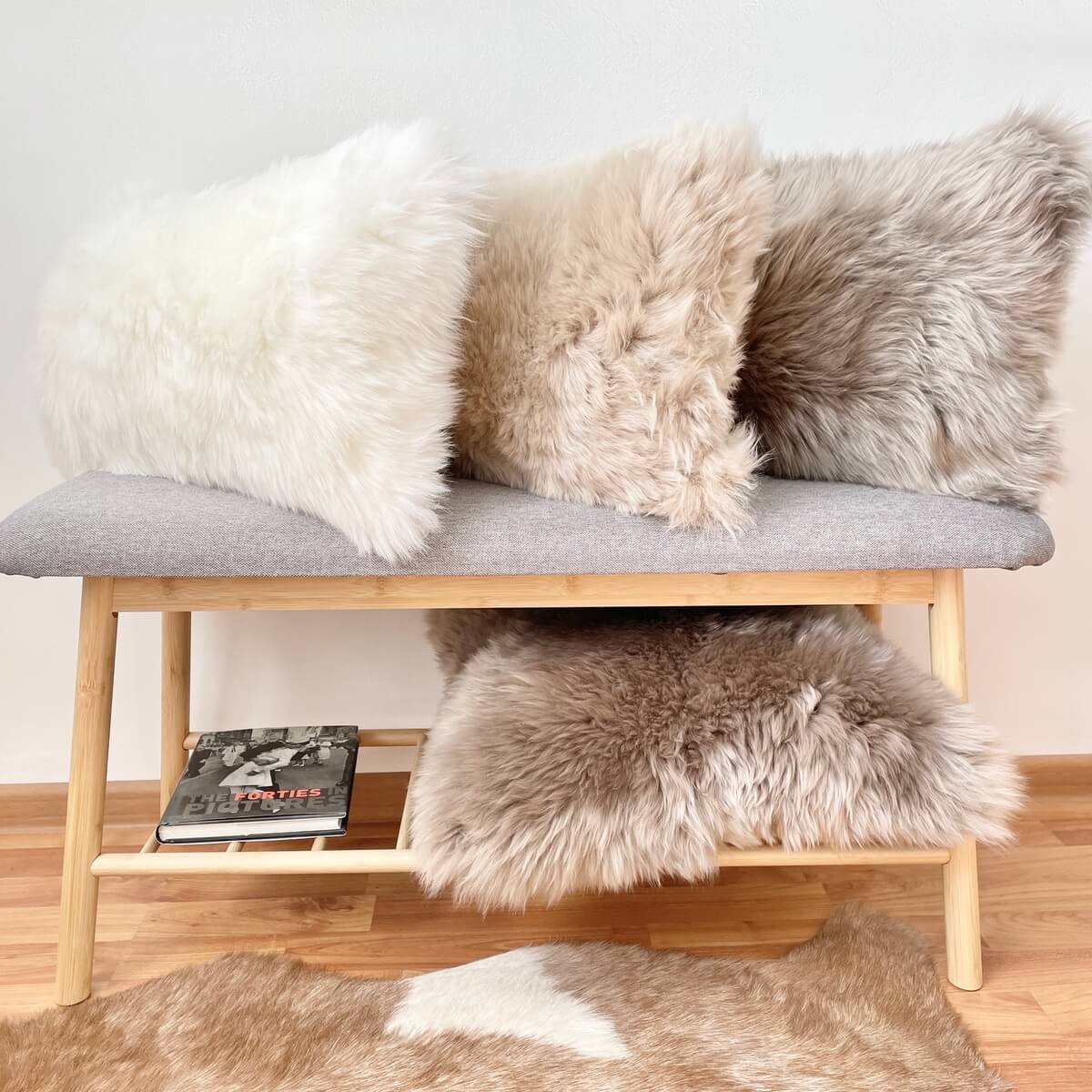 perne decorative dreptunghiulare din blana naturala de oaie, mango+bloom