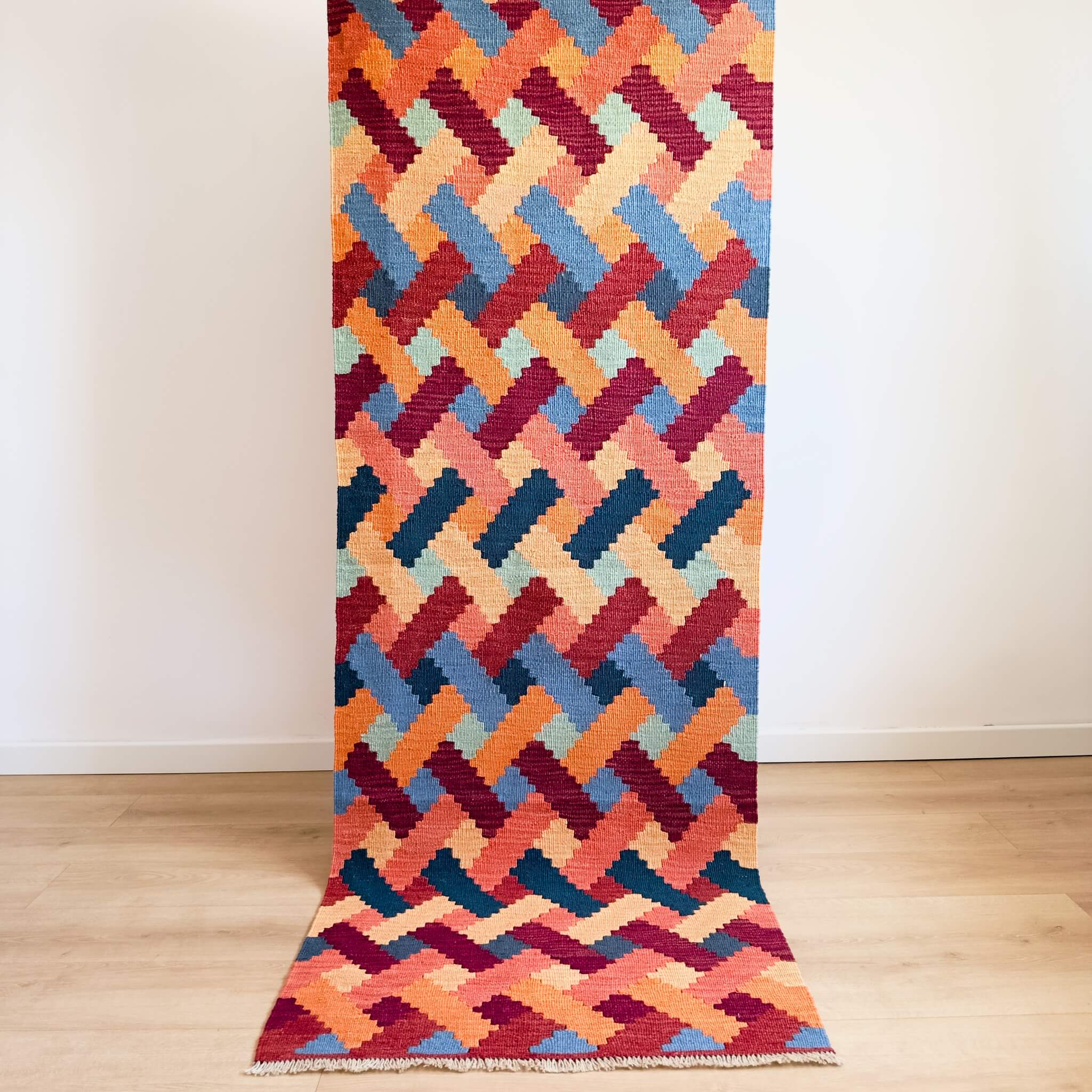 Traversa din Lana Tesatura Plata - Kilim Gashghai - multicolor - design modern