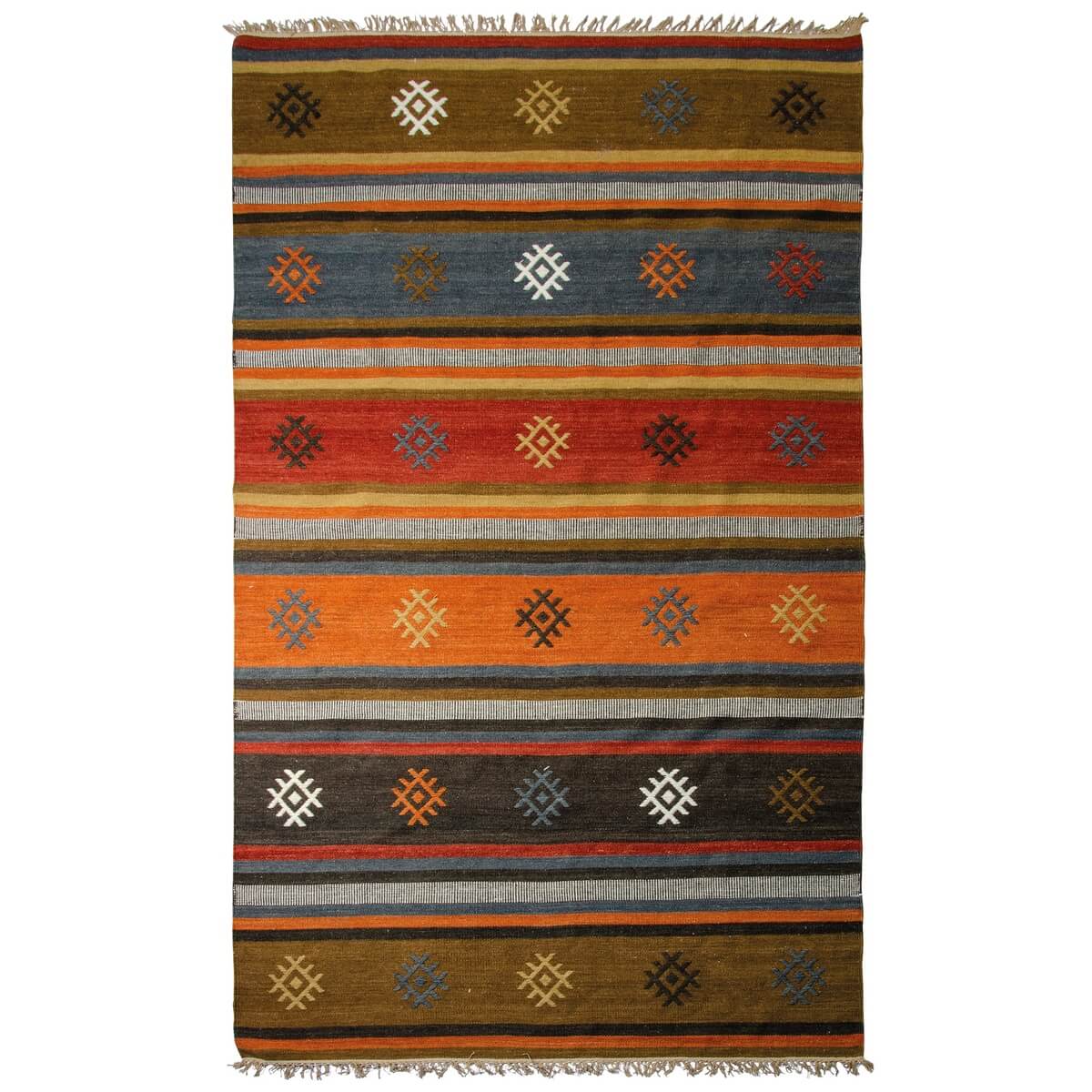 covor kilim Juma tesatura plata din lana multicolor
