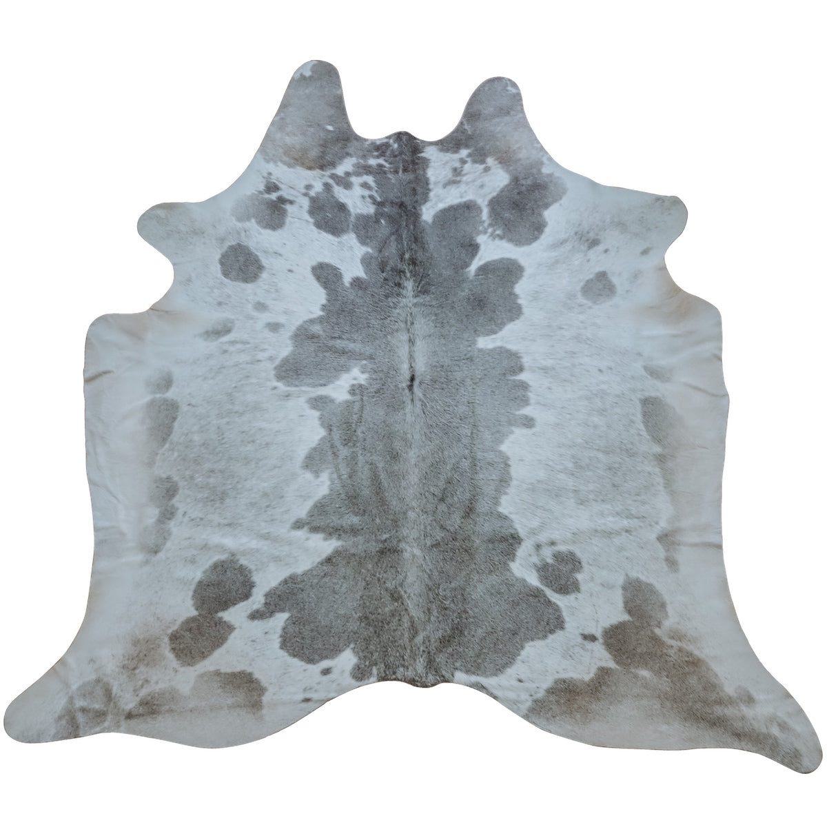 covor din piele de vaca mare rustic gri si alb cu pete