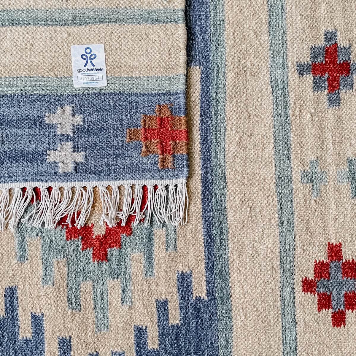 covor traditional kilim bimala creat manual, certificat goodweave fair trade india