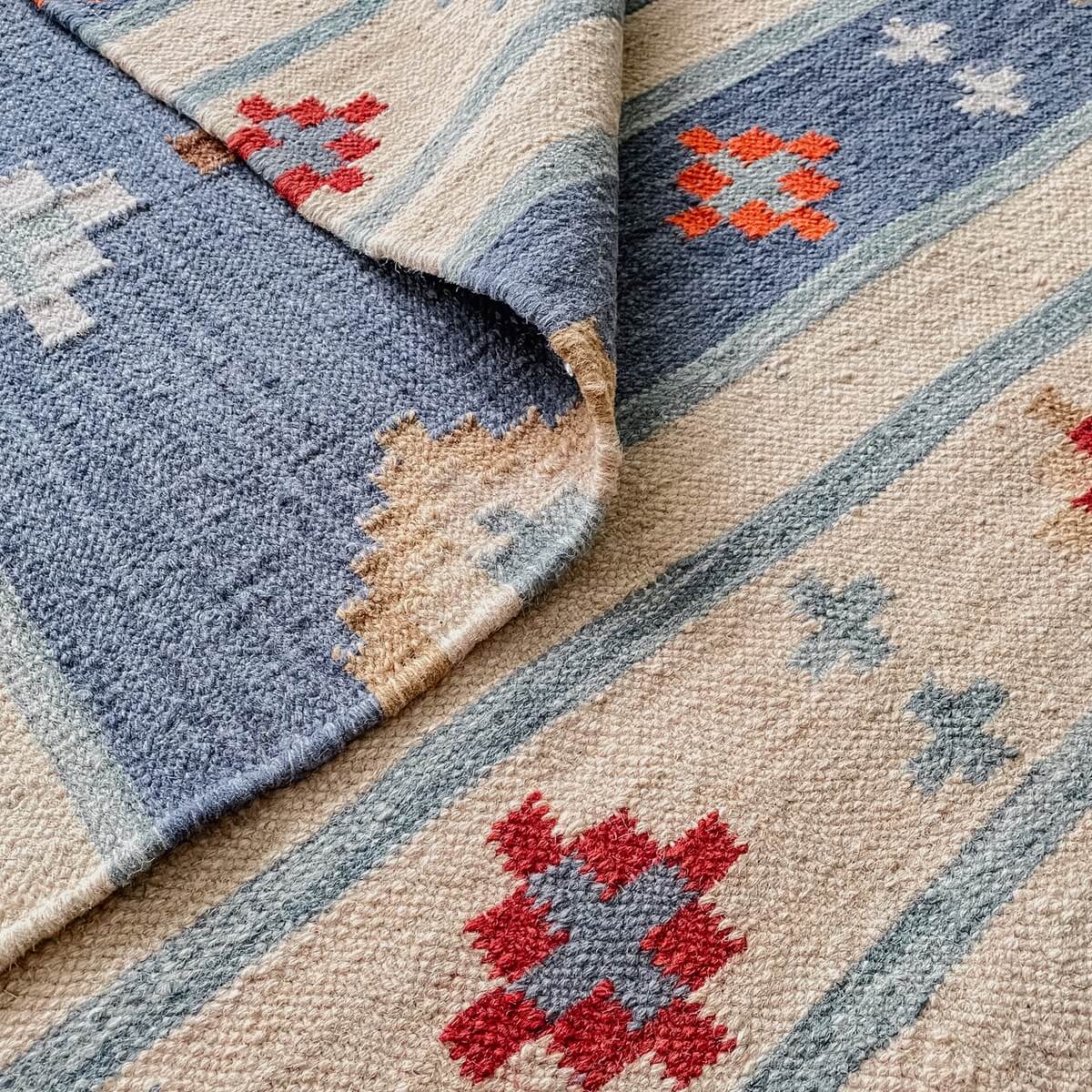 covor traditional kilim bimala creat manual elemente geometrice, zoom
