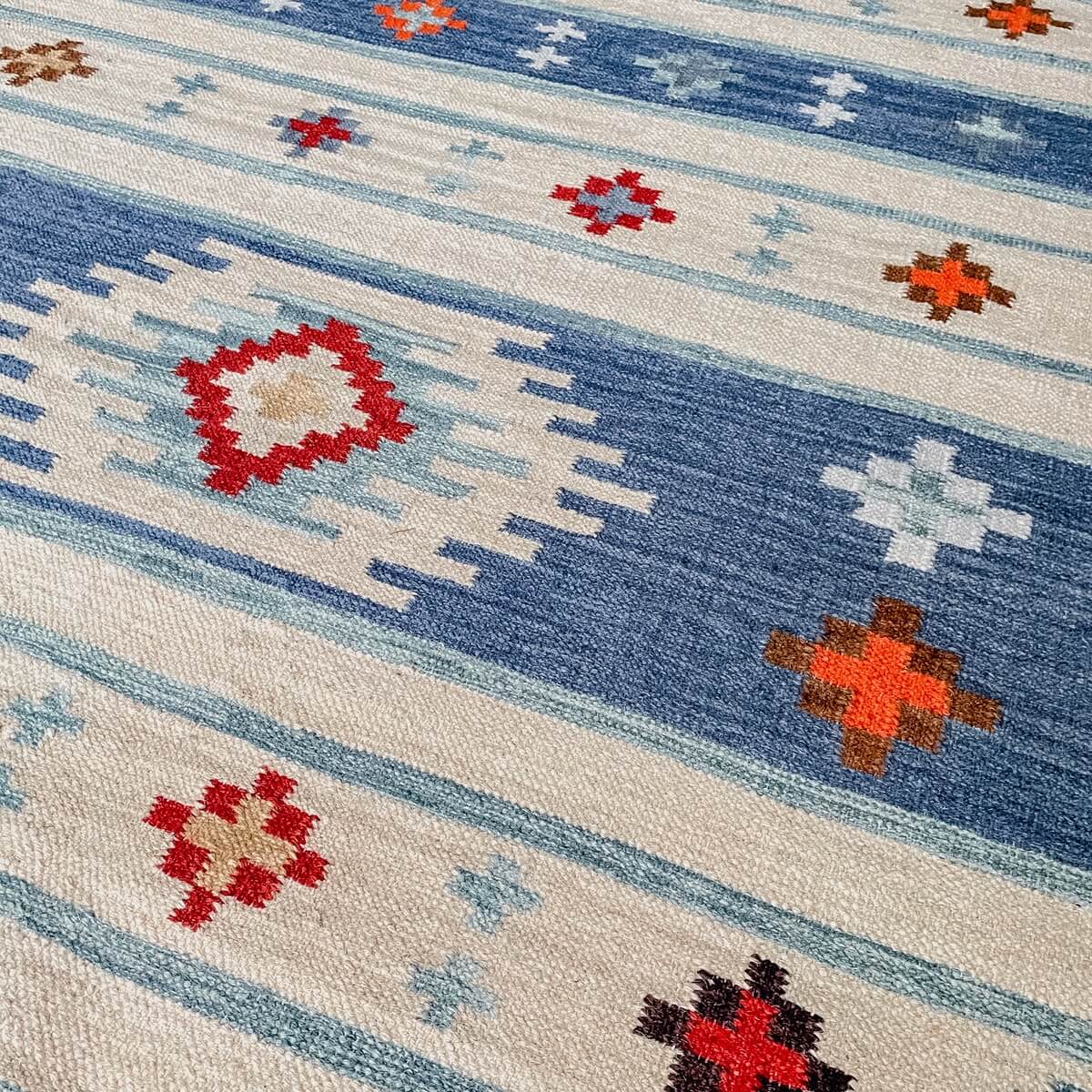 covor traditional kilim bimala creat manual elemente geometrice, zoom