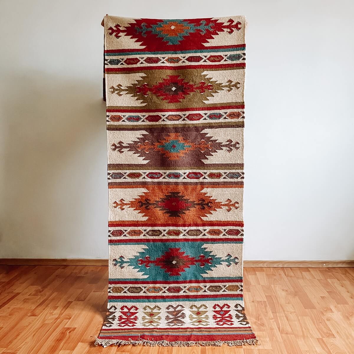 covor traversa pentru hol traditional kilim jharkhand model in diamant