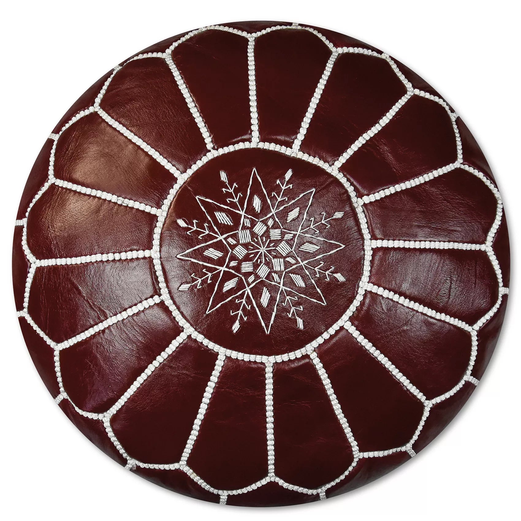 puf autentic marocan de culoare bordo din piele naturala