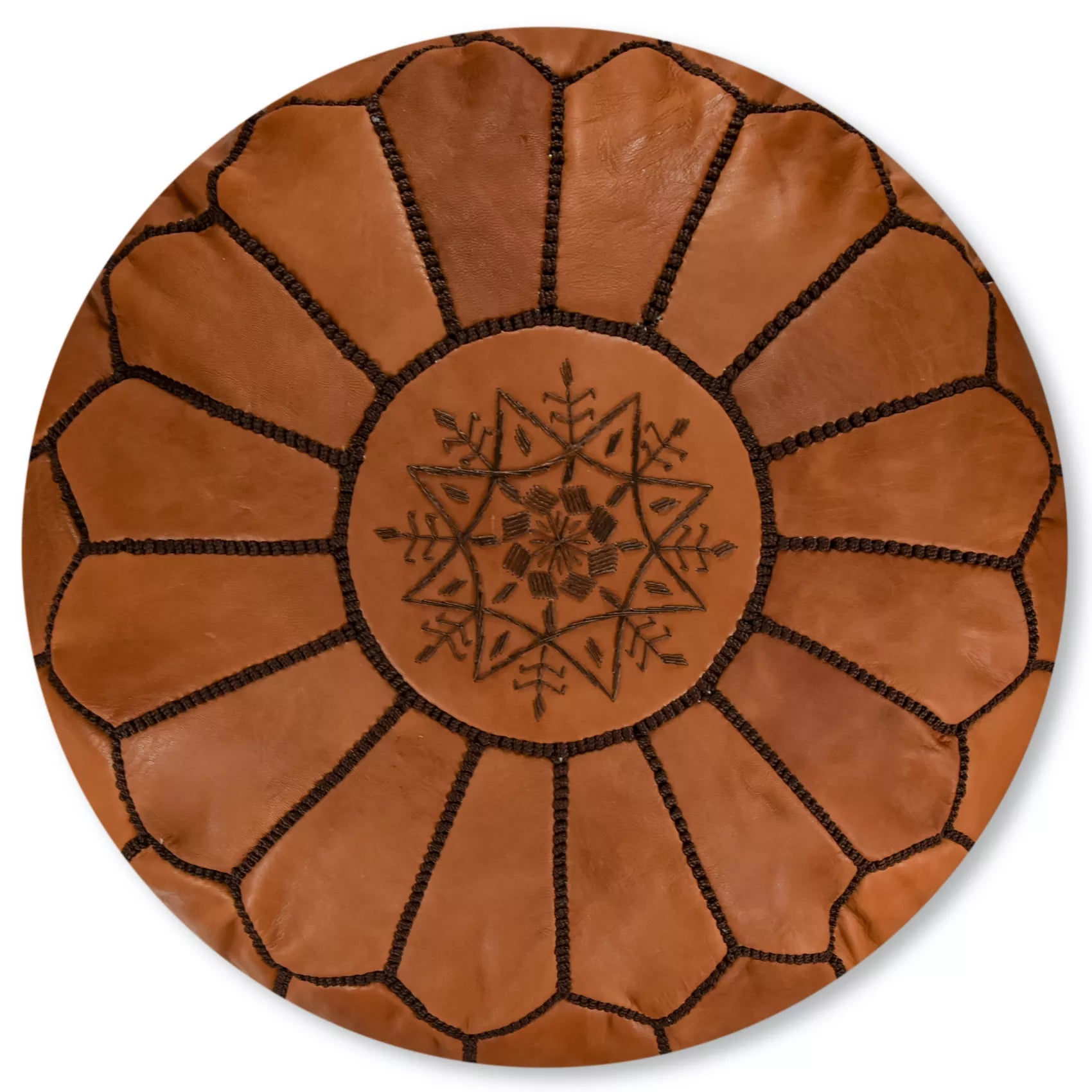 puf din piele naturala de capra din maroc, caramel