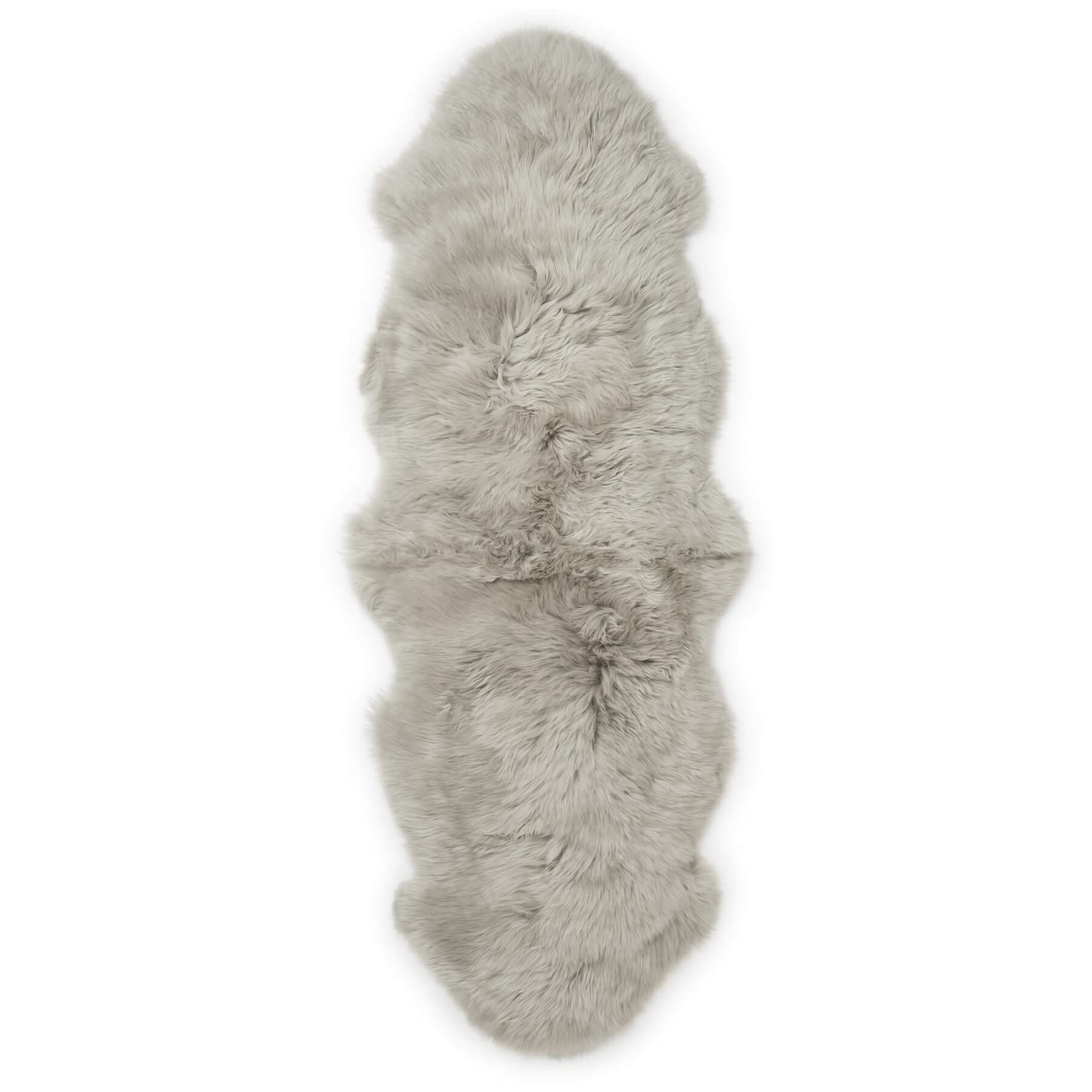 covor dublu din blana de oaie de culoare bej argintiu