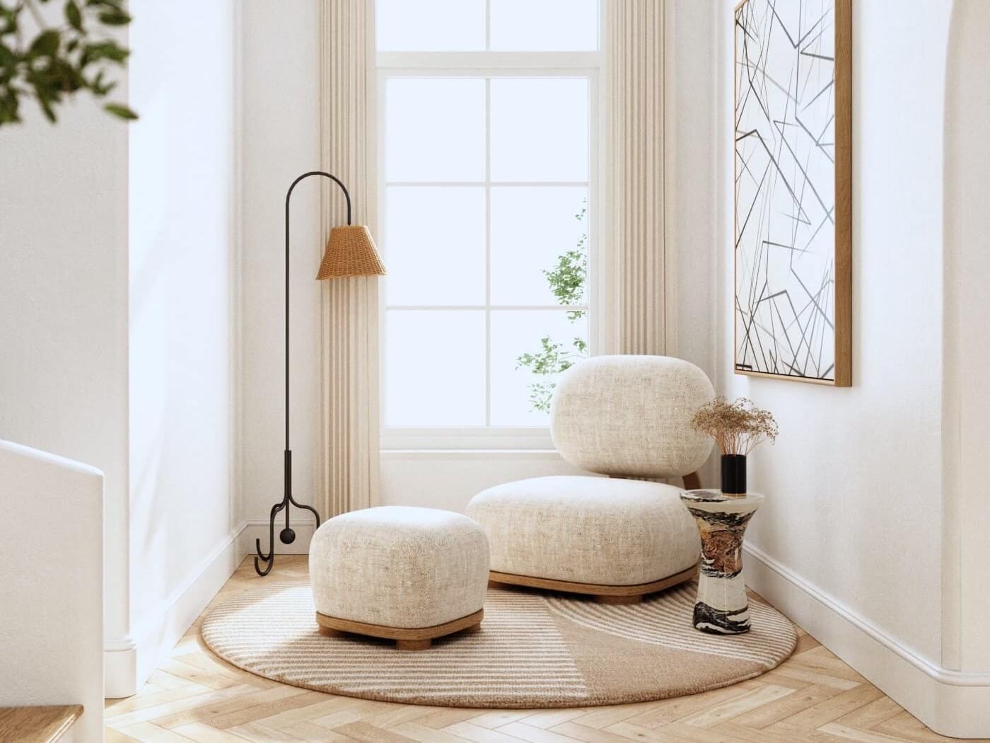 colt de relaxare sau de lectura așezat la geam - idei de decor cu 8 elemente esențiale