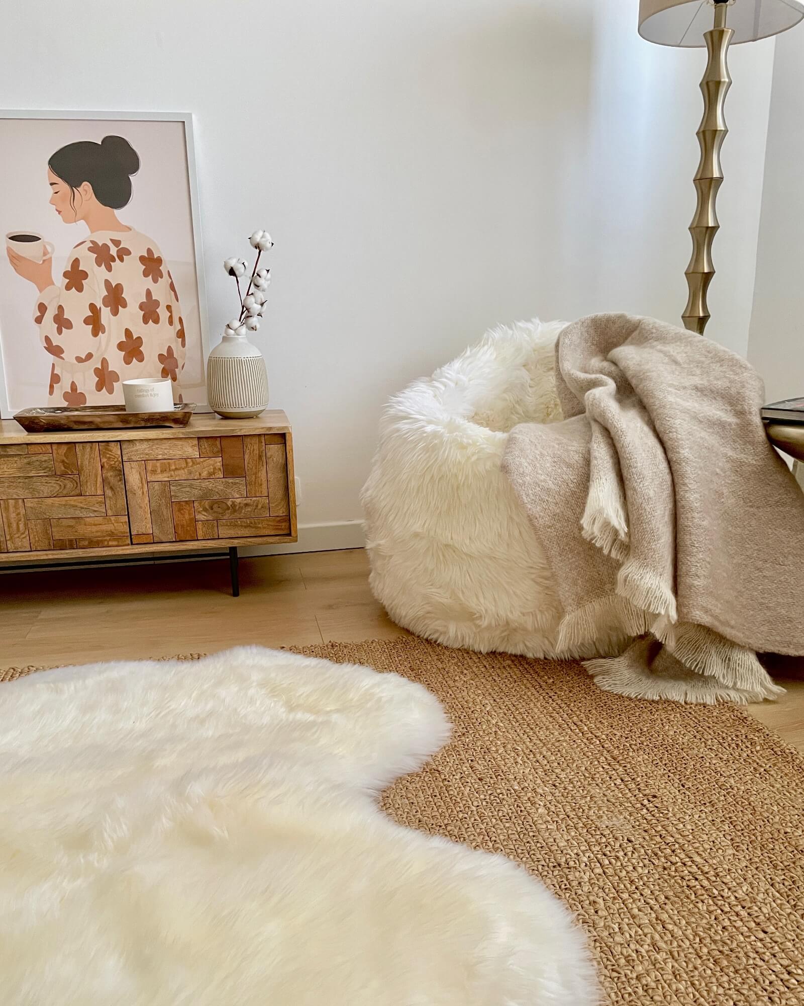 sheepskin beanbag blana de oaie 