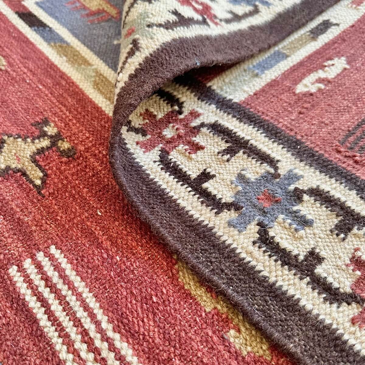Covor traditional cu tesatura plata Kilim Birdsong