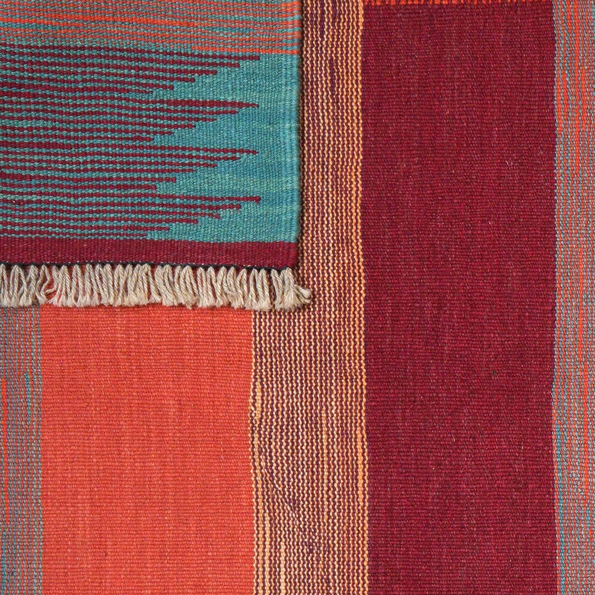 Covor din lână reversibil țesut manual multicolor cu design modern Kilim Gashghai (187cm x 129cm)