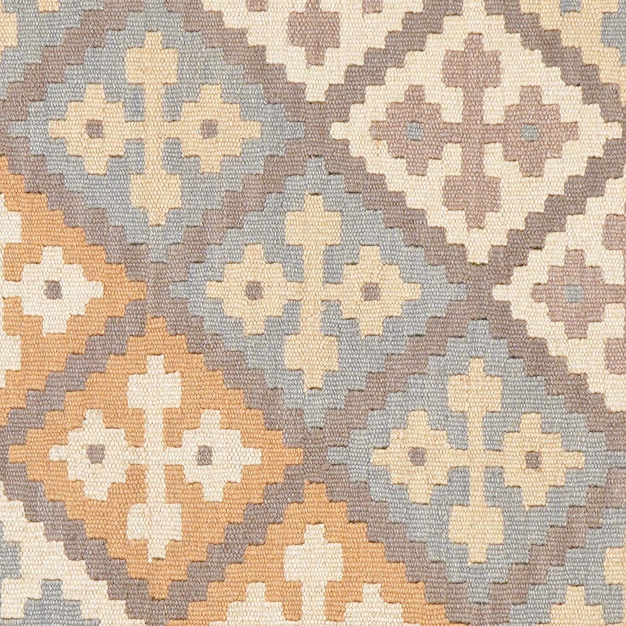 Covor din lână țesut plat in motive traditionale persane in bejuri si gri Kilim Gashghai (179cm x 122cm)