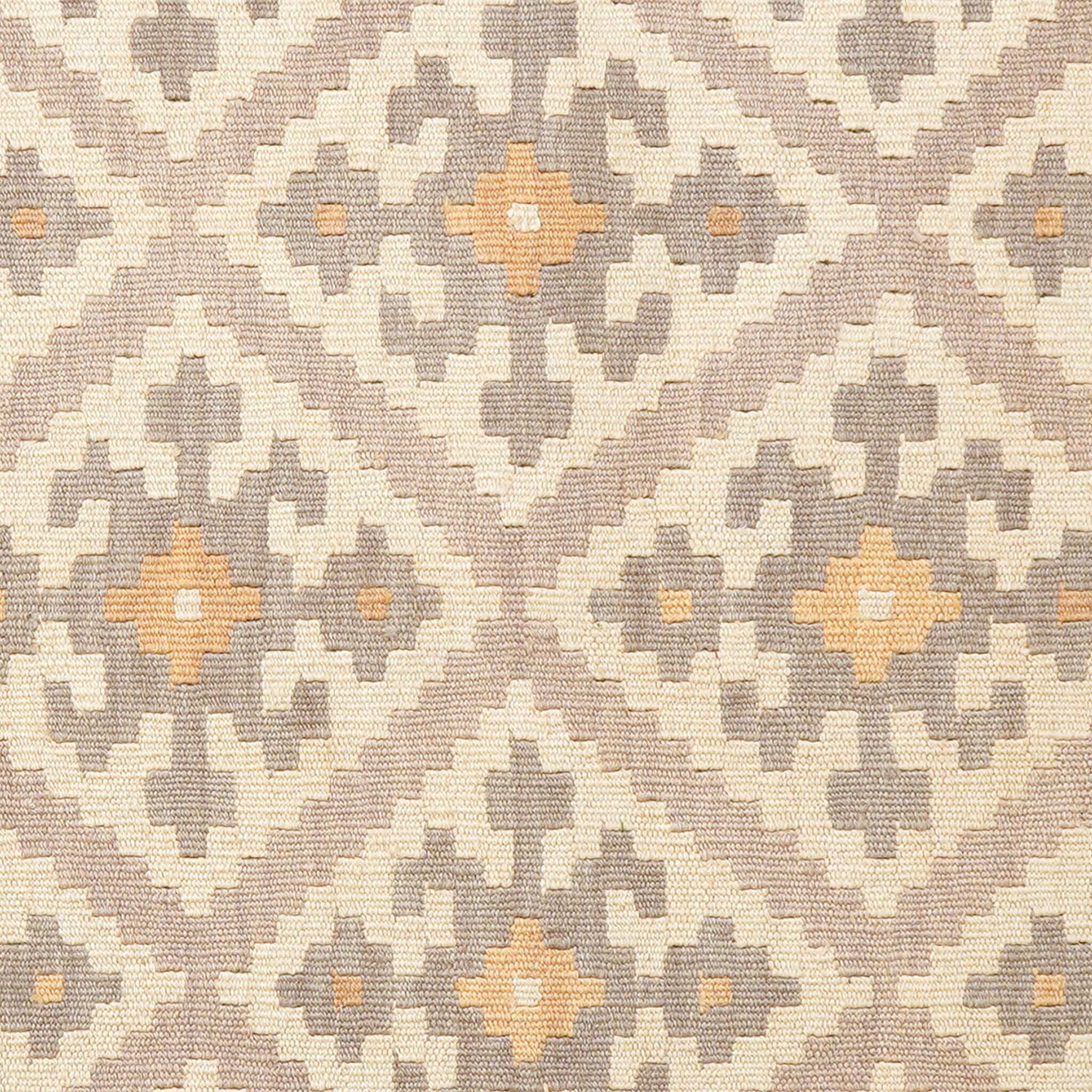 Covor din lână țesut manual cu detaliu pe motive traditionale din sudul Iranului in nuante de bej si gri Kilim Gashghai (182cm x 129cm)